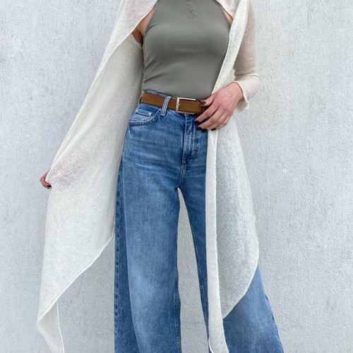 Cardigan in pashmina style Kontatto white like new, one size