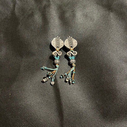 Handmade Boho Earrings like new with colourful beads and semi-precious stones