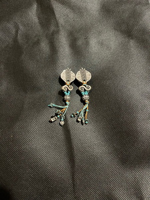 Handmade Boho Earrings like new with colourful beads and semi-precious stones