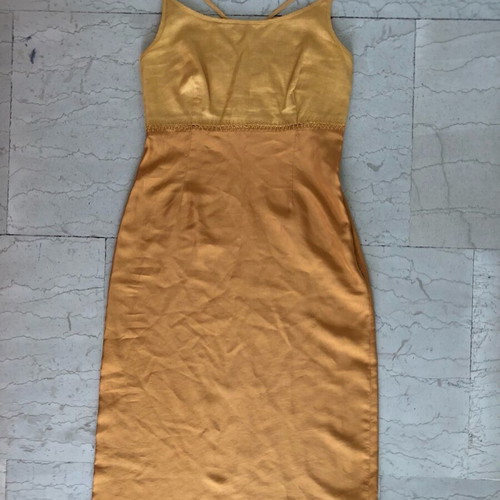 Trussardi Jeans dress used, burnt orange, linen silk fabric