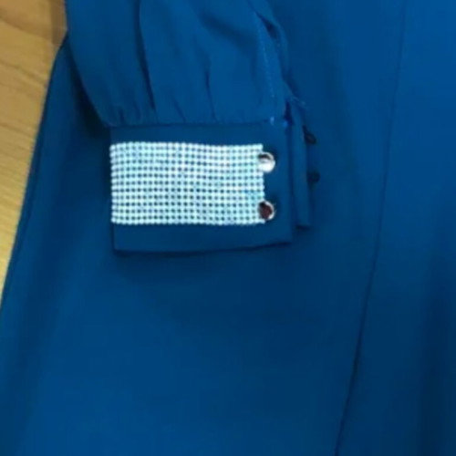 Elastic jumpsuit new, blue with rhinestones on cuffs