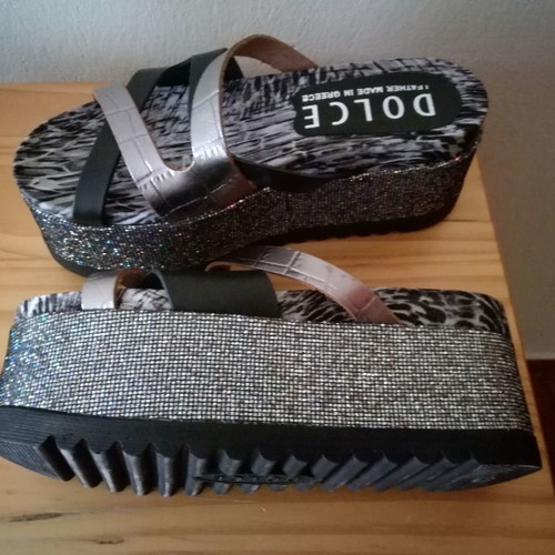 Dolce platform shoes size 39 new, black with silver details