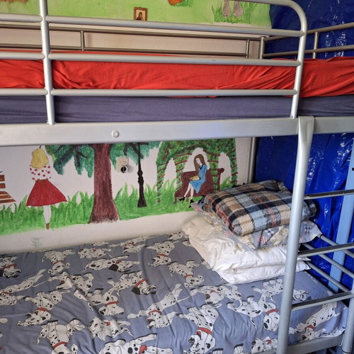IKEA metal bunk beds like new with foam mattresses, set of 2