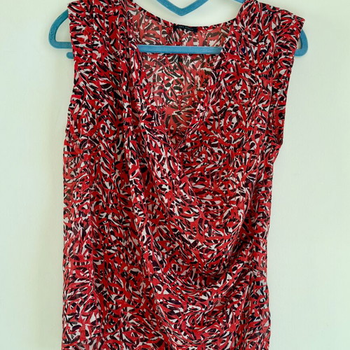 Ikks Women airy blouse size 38 M like new, black and red