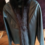 Italian leather jacket with fur like new, black
