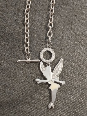 Necklace with thick silver chain and Tinkerbell pendant like new