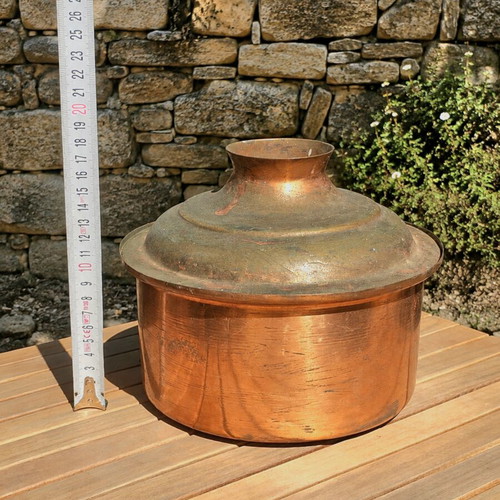 Set of 2 vintage copper pots with 1940-1950 baking tray