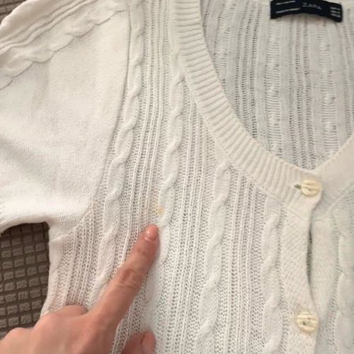 Zara knitted long cardigan used, white, size M