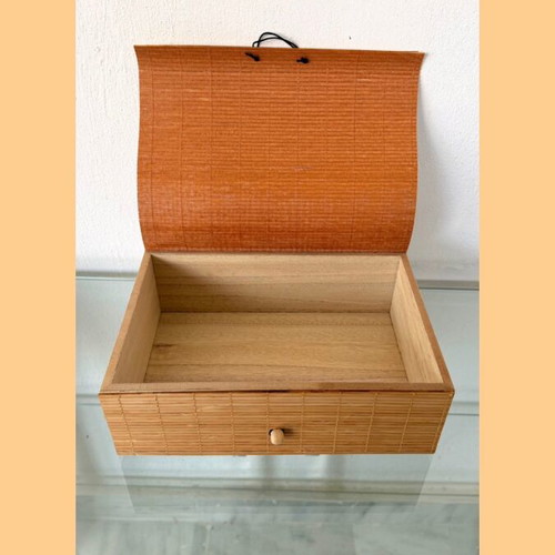 Handmade decorative jewelry box from bamboo and natural wood new