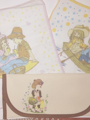 Vintage πακέτο 2 πανάκια και φάκελος υφασμάτινα, καινούργιο