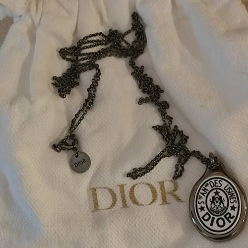 Dior vintage unisex long necklace like new, anthracite metal
