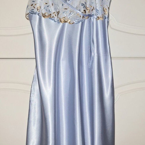 Satin nightgown Rachel light blue with lace like new