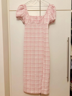 Zara pink and white dress with texture and pattern new