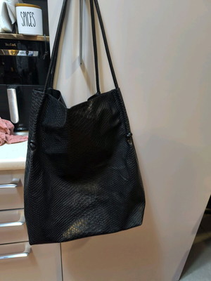 Attrattivo black shopper bag new, shoulder with croco eco leather