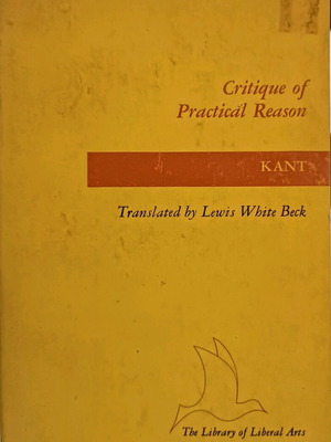 Critique of Practical Reason Immanuel Kant used, English