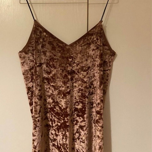 Velvet strap top beige brown new, size M
