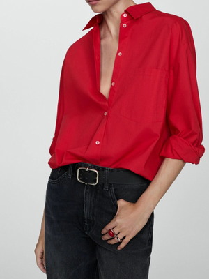 Mango червена oversized риза нова, 100% памук размер M