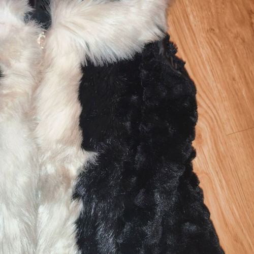 Vira Luxury Hooded Faux Fur Vest used, black and white contrast, size XL