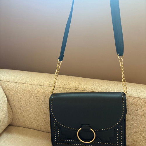 Black crossbody women's bag like new with gold details