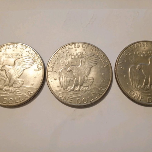 US Dollar Coins used, set of 3 from 1971