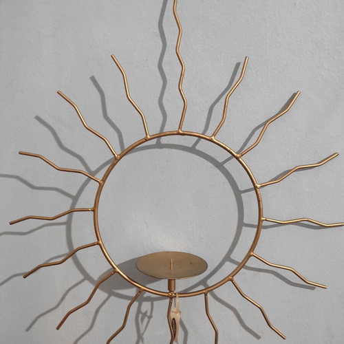 Hanging metal candlesticks like new, gold color