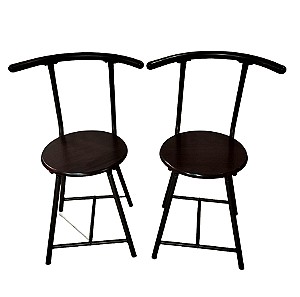 Σετ 2 μεταλλικές καρέκλες με ξύλινο κάθισμα 79x36x34