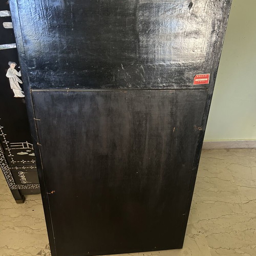 Chinese lacquer bar cabinet with mirror used, Anhui Arts & Crafts