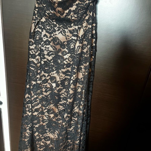 Top and long skirt set like new, black lace with beige fabric