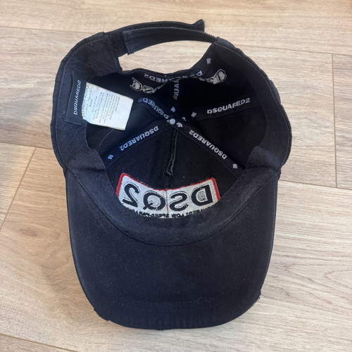 Dsquared2 DSQ2 Black Distressed Baseball Cap Hat used