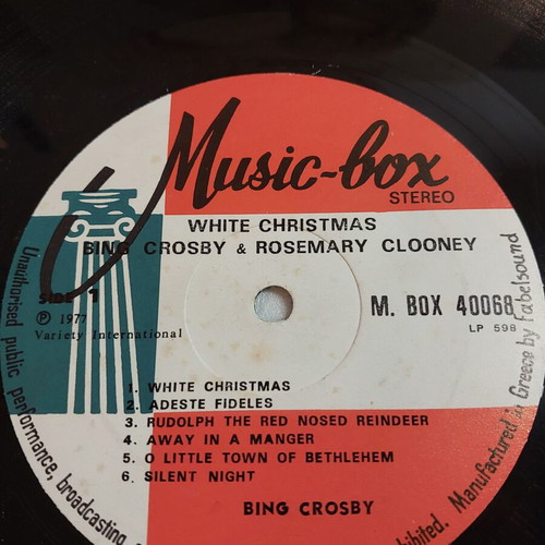 White Christmas vinyl used with Bing Crosby and Rosemary Clooney