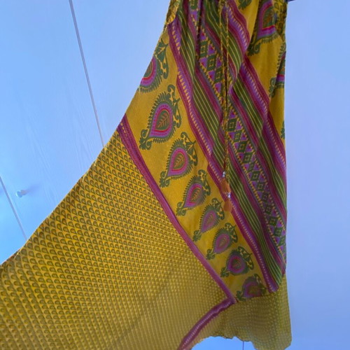 Swarna long sleeveless dress, new, 100% silk, colorful