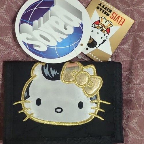 Hello Kitty fabric wallet new, black and gold