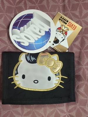Hello Kitty υφασμάτινο πορτοφόλι καινούργιο, μαύρο και χρυσαφί