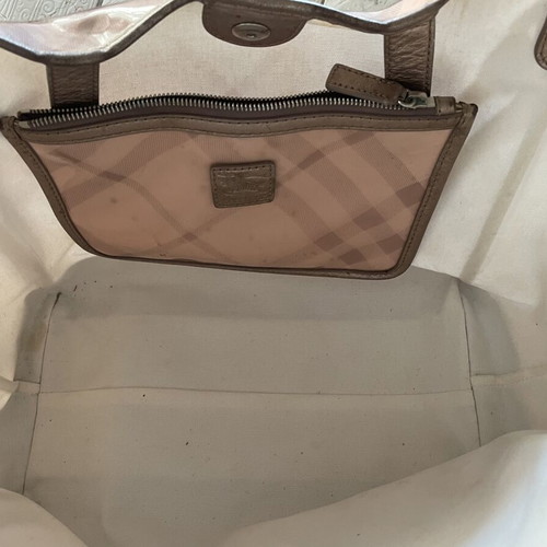 Burberry shoulder tote bag used, transparent pink PVC with pouch