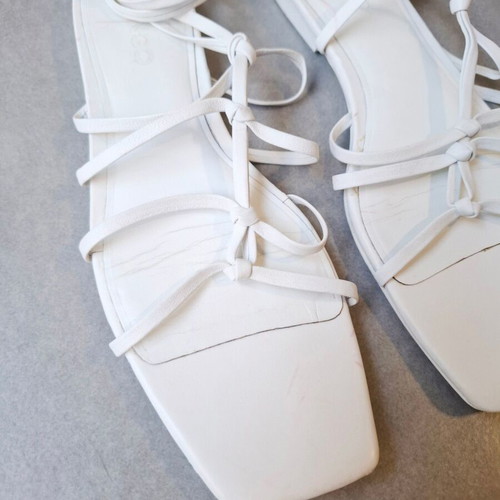 Mango white genuine leather strappy sandals size 38