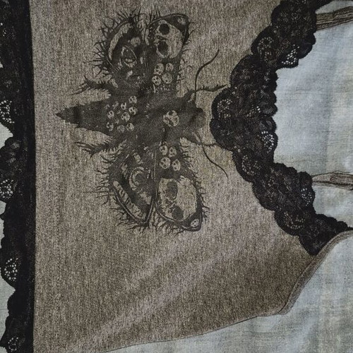 Whimsygoth Crop Top Shein new, black and grey, lace trimming