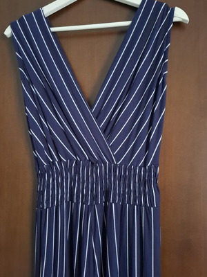Garantie striped summer jumpsuit size S used, white and blue