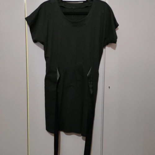 Black dress with satin ribbon belt like new