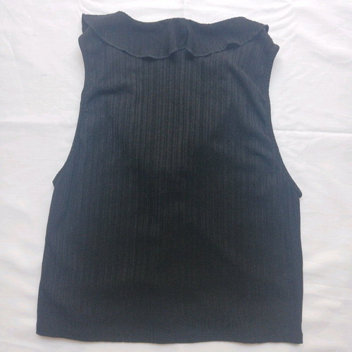 Zara Black Sleeveless Blouse with Ruffles Small like new