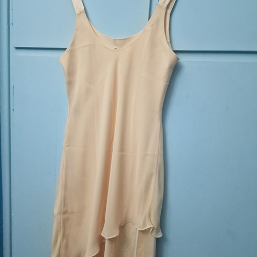 Sleeveless short dress with straps, vanilla color