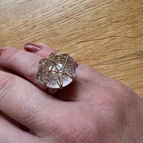 14K Gold Ring like new with pink quartz