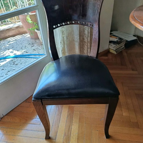 Wooden chair vintage with leatherette seat like new