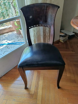 Wooden chair vintage with leatherette seat like new