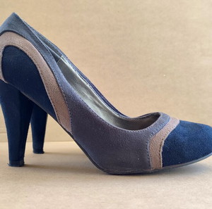 Γόβες Suede δερμάτινες Seven τρίχρωμες Νο 37  τακούνι 9εκ