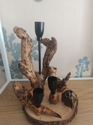 Wooden Candelabra Enchanted Forest Handcrafted, new
