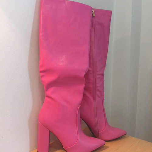 Tsoukalas Shoes Fuchsia High Boots new, size 38, thick heel