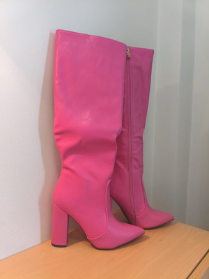 Tsoukalas Shoes Fuchsia High Boots new, size 38, thick heel