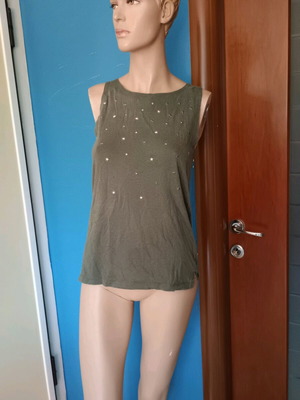 Benetton women's cotton blouse used, green, size S