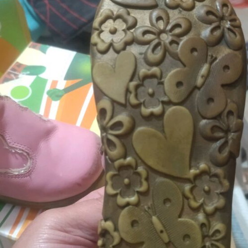Crocodillino leather boots size 24 like new, pink with gold