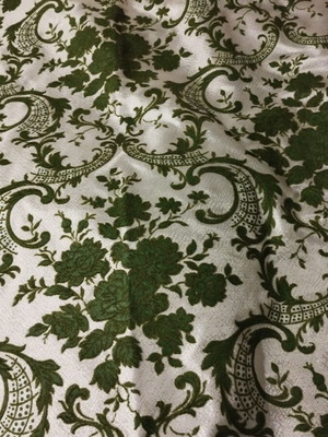 Curtain one panel 110 x 240 satin velvet texture green white silver like new